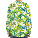 Palm Tree Banana Pattern Print Long Sleeve Baseball Jersey