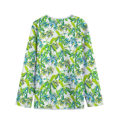 Palm Tree Banana Pattern Print Long Sleeve Short Coat