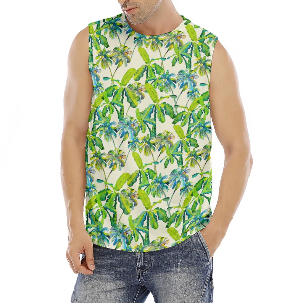 Palm Tree Banana Pattern Print Men's Fitness Tank Top
