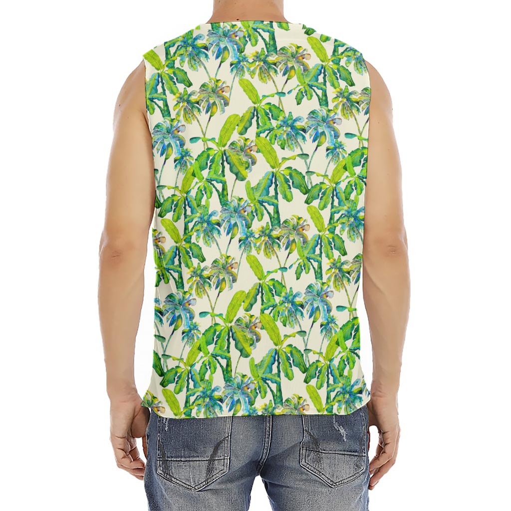 Palm Tree Banana Pattern Print Men's Fitness Tank Top