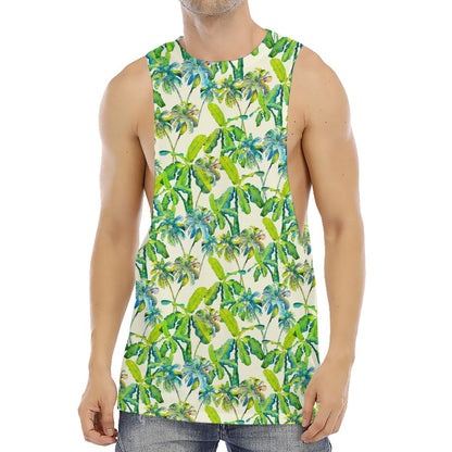 Palm Tree Banana Pattern Print Men's Muscle Tank Top