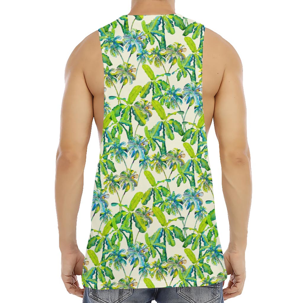 Palm Tree Banana Pattern Print Men's Muscle Tank Top