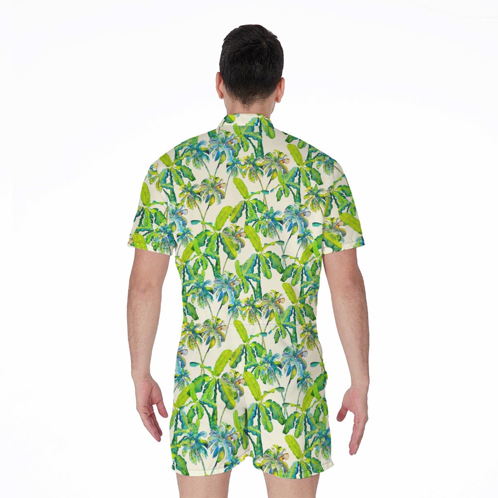 Palm Tree Banana Pattern Print Men's Rompers