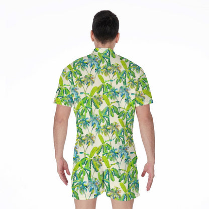 Palm Tree Banana Pattern Print Men's Rompers