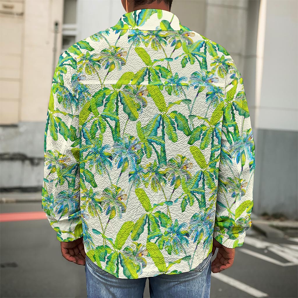 Palm Tree Banana Pattern Print Men's Shirt Jacket