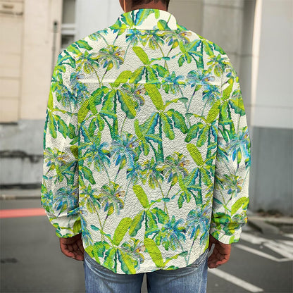 Palm Tree Banana Pattern Print Men's Shirt Jacket