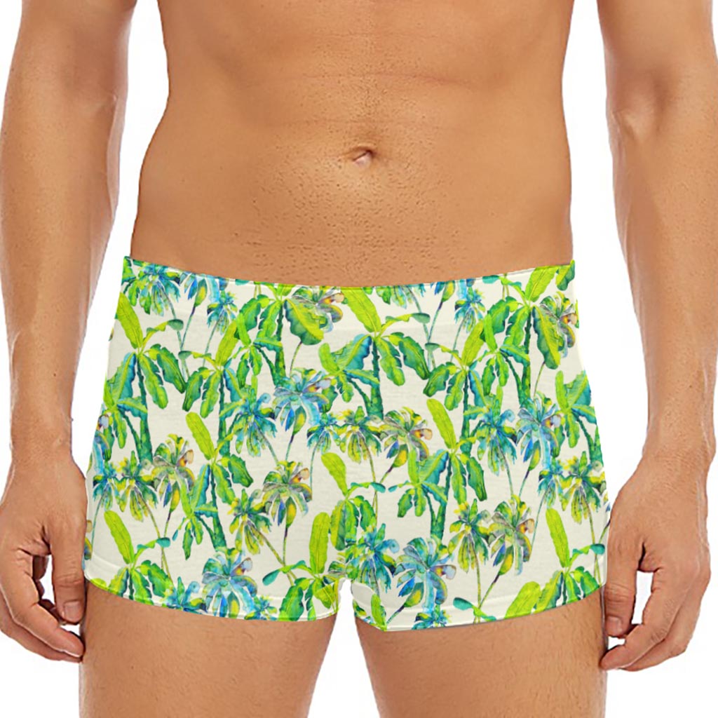 Palm Tree Banana Pattern Print Men's Short Boxer Briefs