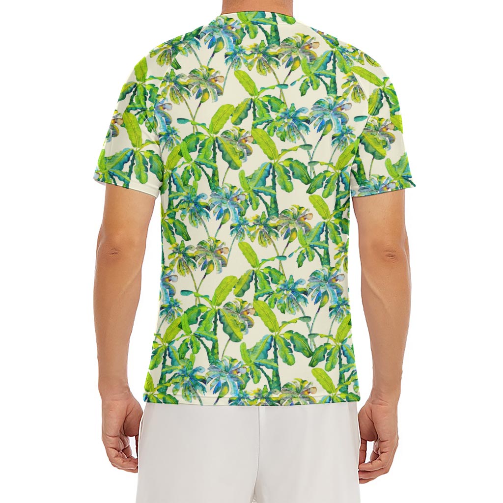 Palm Tree Banana Pattern Print Men's Short Sleeve Rash Guard