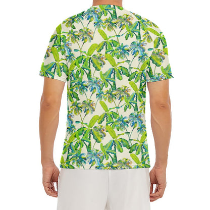 Palm Tree Banana Pattern Print Men's Short Sleeve Rash Guard