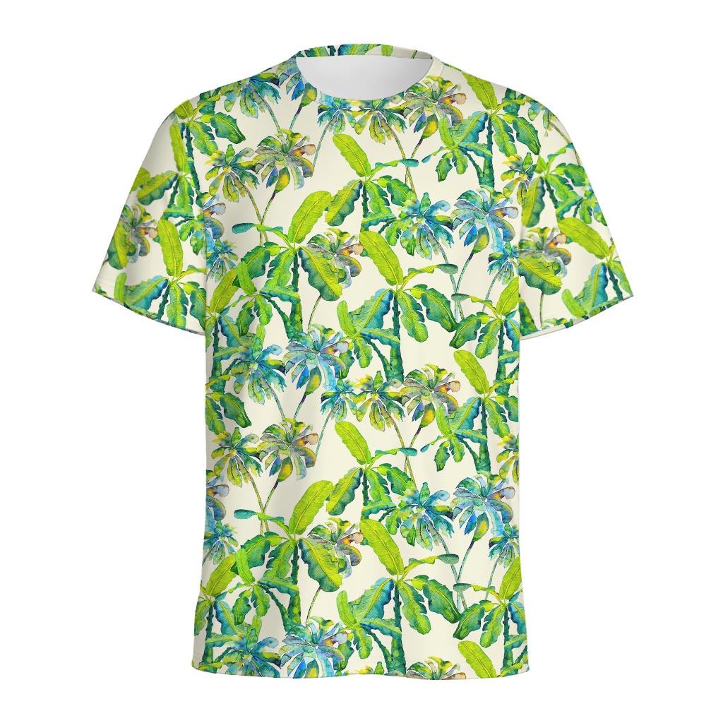 Palm Tree Banana Pattern Print Men's Sports T-Shirt