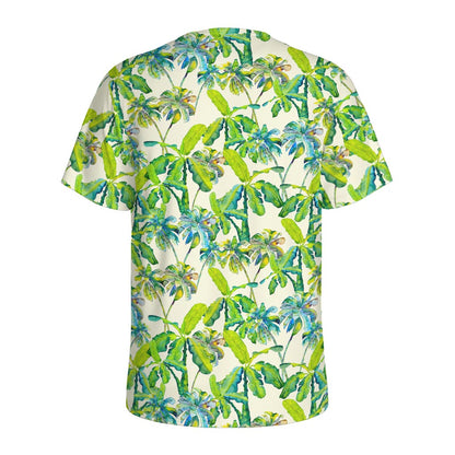 Palm Tree Banana Pattern Print Men's Sports T-Shirt