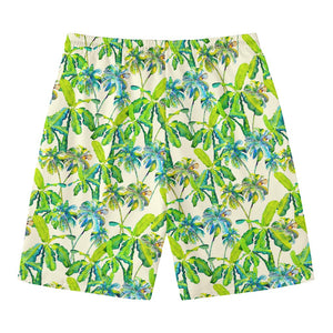 Palm Tree Banana Pattern Print Men's Swim Trunks