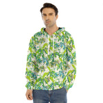 Palm Tree Banana Pattern Print Men's Velvet Pullover Hoodie