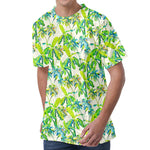 Palm Tree Banana Pattern Print Men's Velvet T-Shirt
