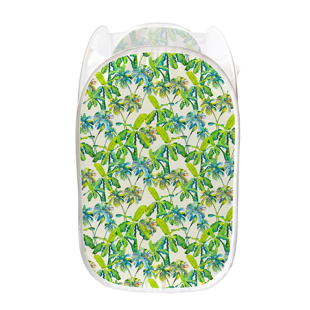 Palm Tree Banana Pattern Print Mesh Laundry Hamper
