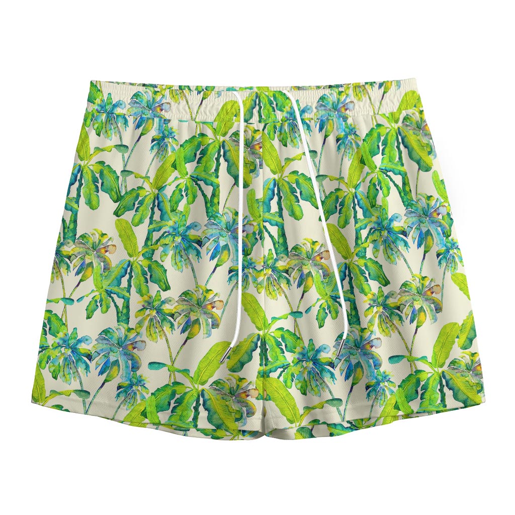 Palm Tree Banana Pattern Print Mesh Shorts