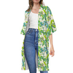 Palm Tree Banana Pattern Print Open Front Beach Cover Up