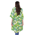Palm Tree Banana Pattern Print Open Front Beach Cover Up