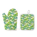 Palm Tree Banana Pattern Print Oven Mitt And Pot Holder Set