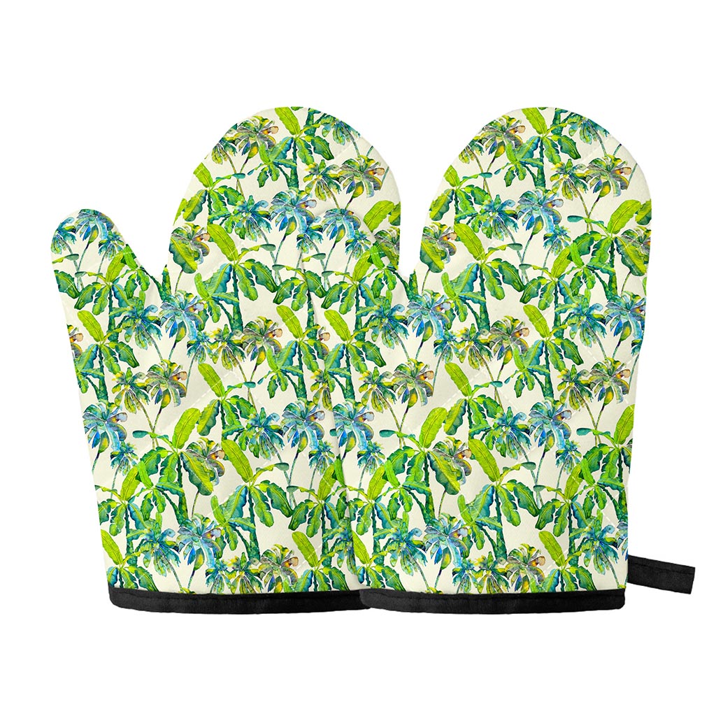 Palm Tree Banana Pattern Print Oven Mitts