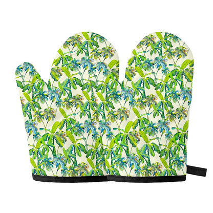 Palm Tree Banana Pattern Print Oven Mitts