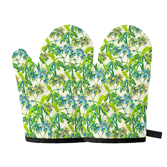 Palm Tree Banana Pattern Print Oven Mitts