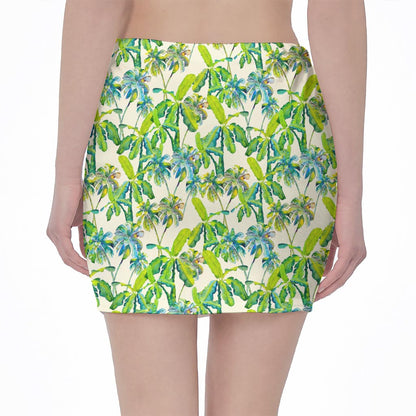 Palm Tree Banana Pattern Print Pencil Mini Skirt