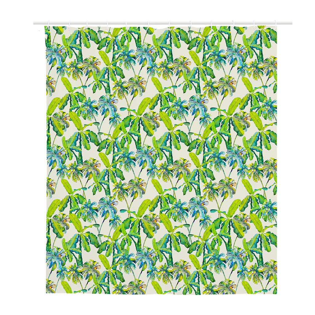 Palm Tree Banana Pattern Print Polyester Shower Curtain