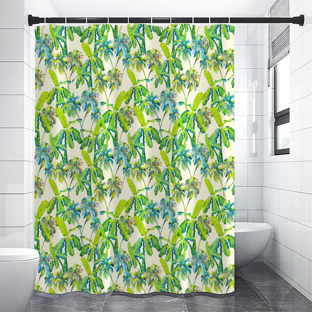 Palm Tree Banana Pattern Print Premium Shower Curtain