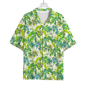 Palm Tree Banana Pattern Print Rayon Hawaiian Shirt