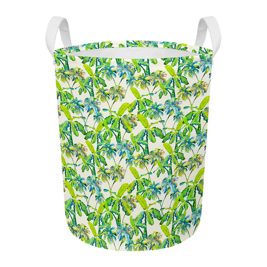 Palm Tree Banana Pattern Print Round Laundry Basket