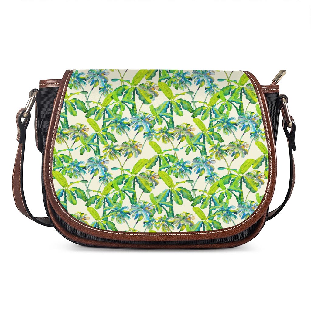 Palm Tree Banana Pattern Print Saddle Bag