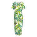 Palm Tree Banana Pattern Print Short Sleeve Long Nightdress