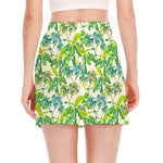 Palm Tree Banana Pattern Print Side Slit Mini Skirt