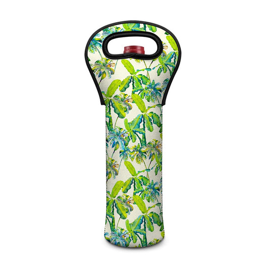 Palm Tree Banana Pattern Print Single Neoprene Wine Tote