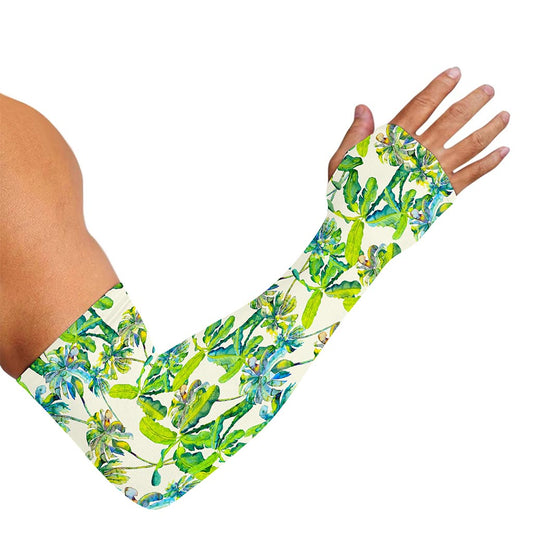 Palm Tree Banana Pattern Print Sun Protection Arm Sleeves