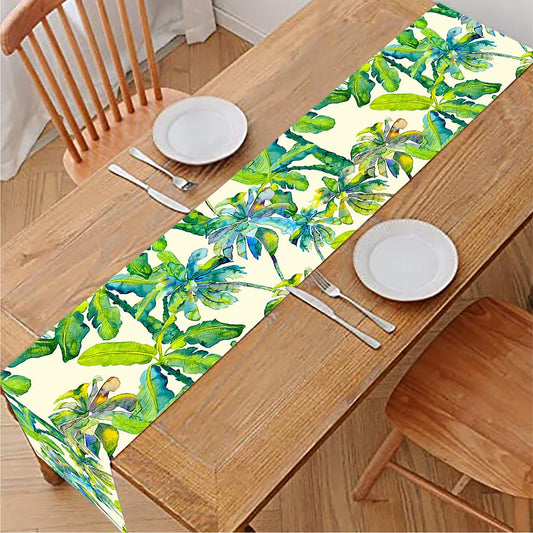 Palm Tree Banana Pattern Print Table Runner