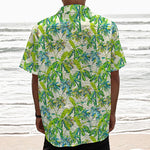Palm Tree Banana Pattern Print Textured Short Sleeve Shirt