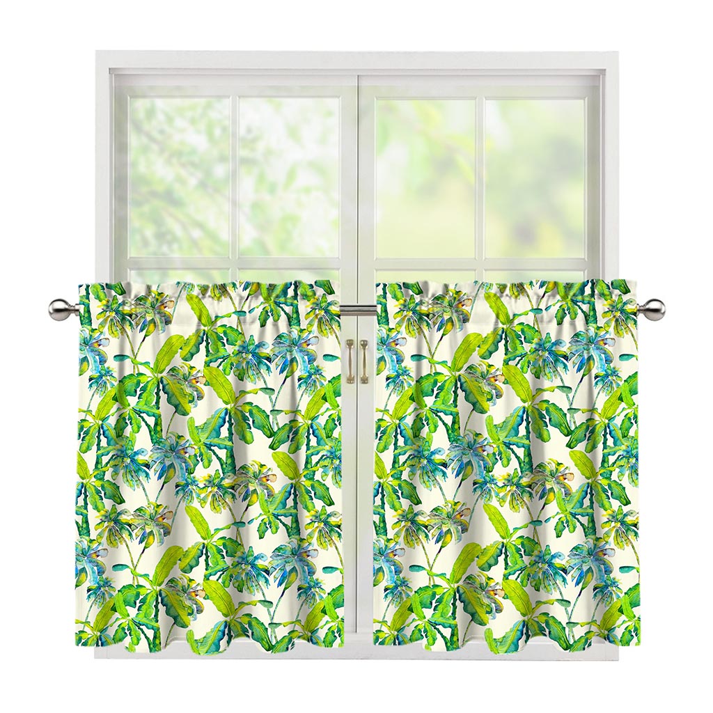 Palm Tree Banana Pattern Print Tier Curtains
