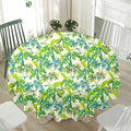 Palm Tree Banana Pattern Print Waterproof Round Tablecloth