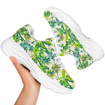 Palm Tree Banana Pattern Print White Chunky Shoes