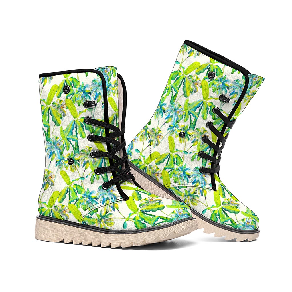 Palm Tree Banana Pattern Print Winter Boots