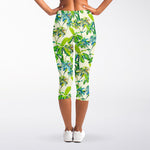 Palm Tree Banana Pattern Print Women's Capri Leggings