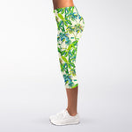 Palm Tree Banana Pattern Print Women's Capri Leggings