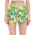 Palm Tree Banana Pattern Print Women's Split Running Shorts