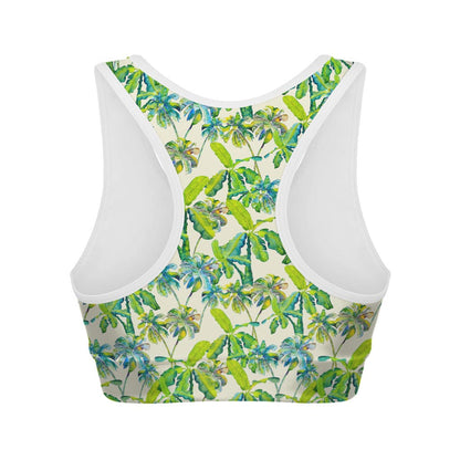 Palm Tree Banana Pattern Print Women's Sports Bra