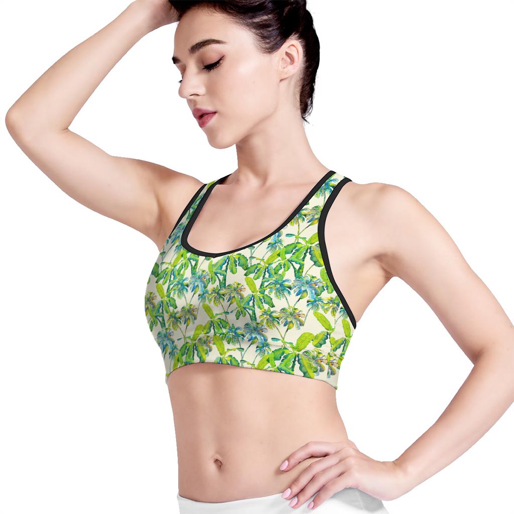 Palm Tree Banana Pattern Print Women's Sports Bra