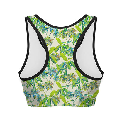 Palm Tree Banana Pattern Print Women's Sports Bra
