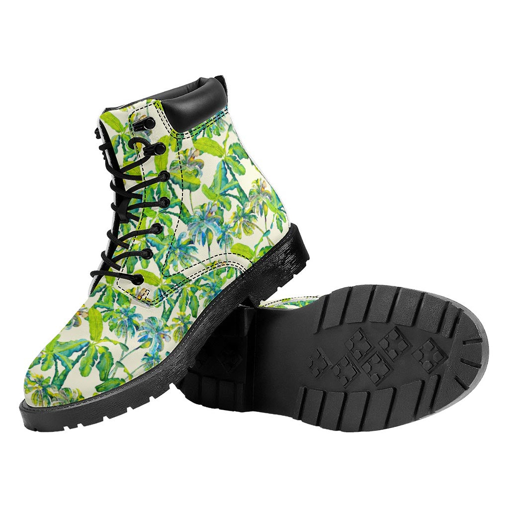 Palm Tree Banana Pattern Print Work Boots