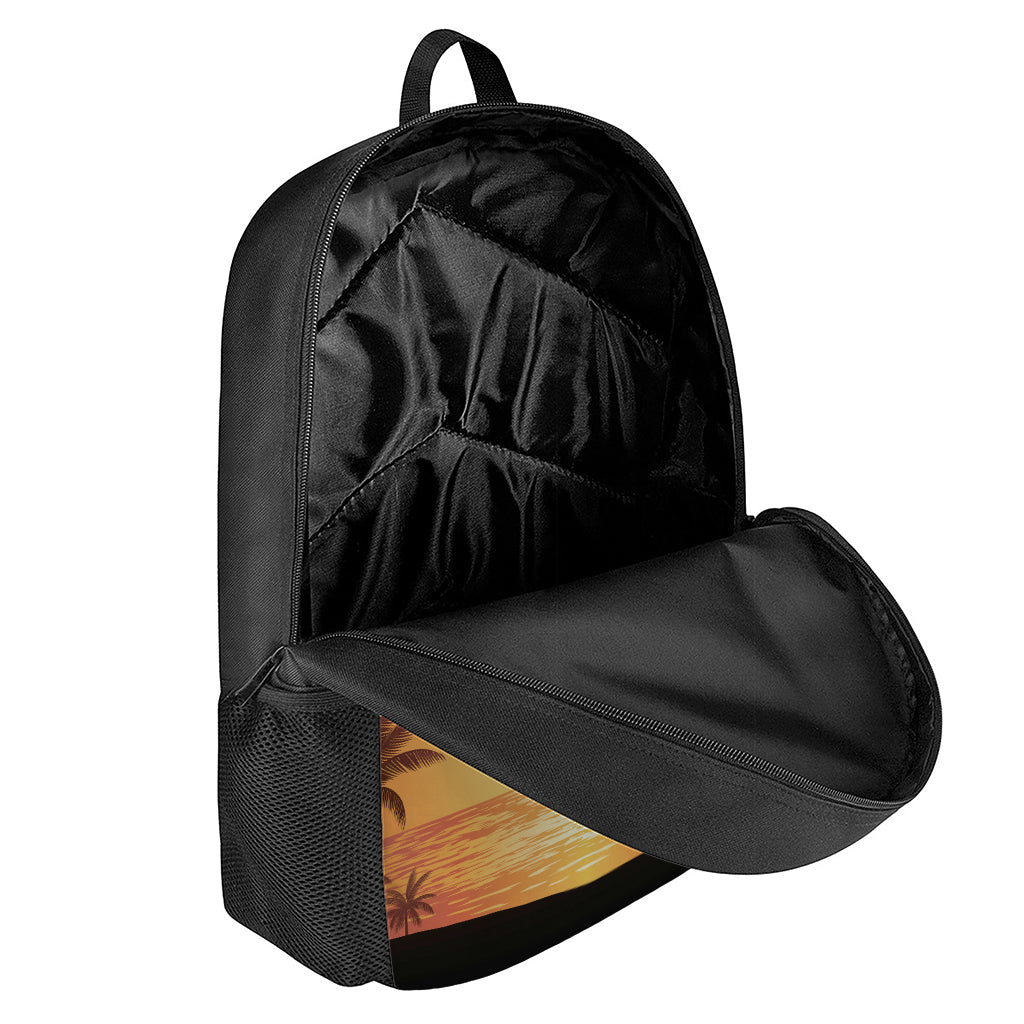 Palm Tree Beach Sunset Print 17 Inch Backpack